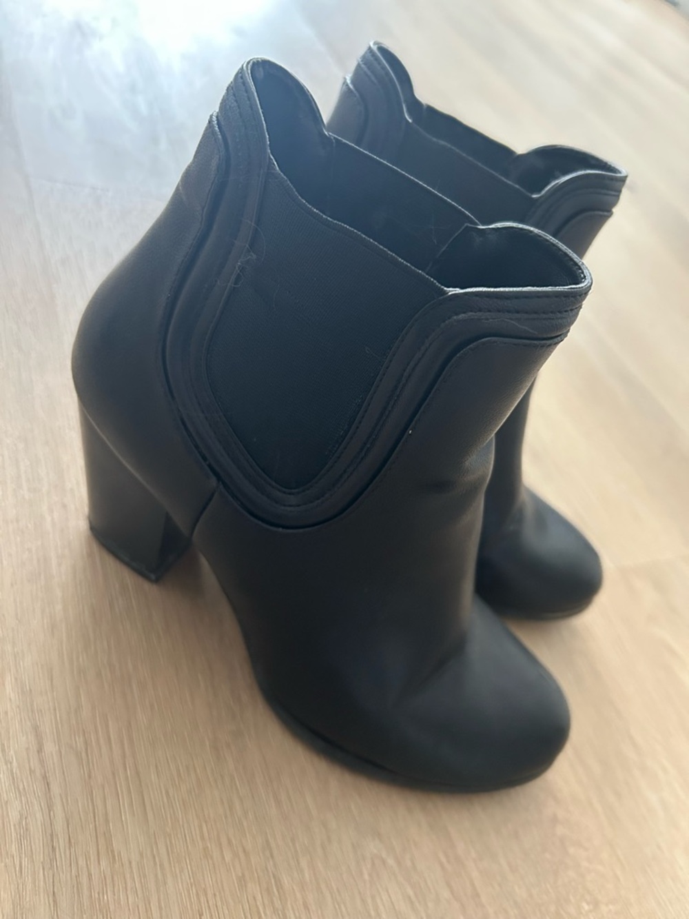 Call It Spring Black Round-Toe Block Heel Ankle Booties